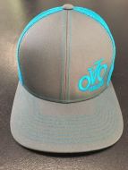 Aqua and Grey Embroidered Hat
